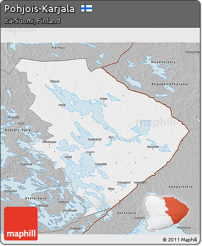 Gray 3D Map of Pohjois-Karjala