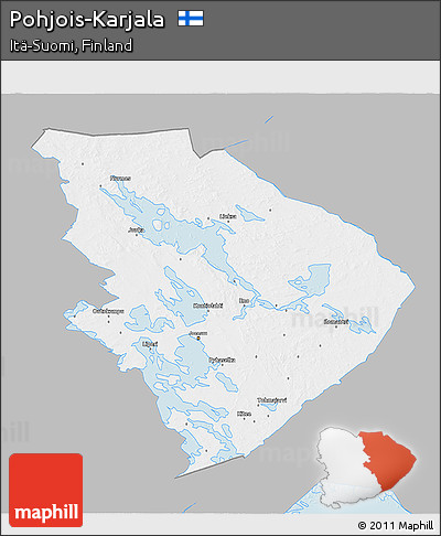 Gray 3D Map of Pohjois-Karjala, single color outside