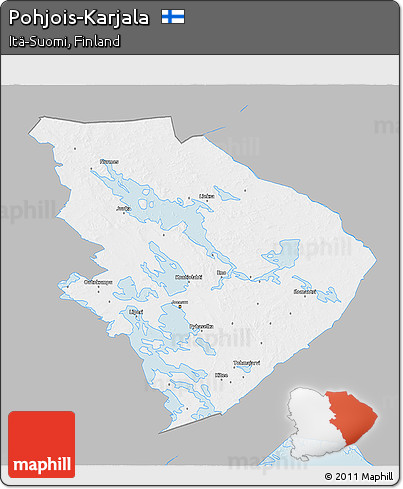 Gray 3D Map of Pohjois-Karjala, single color outside