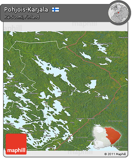 Satellite 3D Map of Pohjois-Karjala