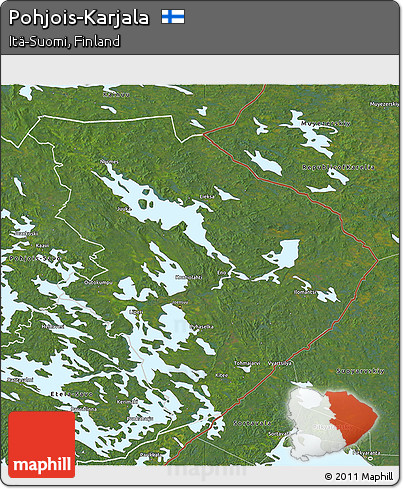 Satellite 3D Map of Pohjois-Karjala