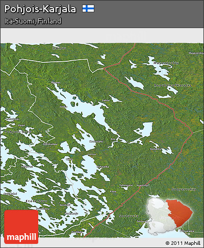 Satellite 3D Map of Pohjois-Karjala