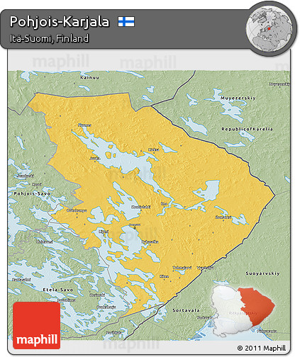 Savanna Style 3D Map of Pohjois-Karjala