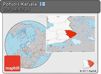 Gray Location Map of Pohjois-Karjala, highlighted country