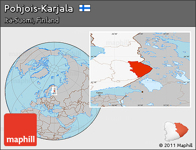 Gray Location Map of Pohjois-Karjala, highlighted country