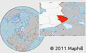 Gray Location Map of Pohjois-Karjala, highlighted country, hill shading