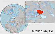 Gray Location Map of Pohjois-Karjala, hill shading