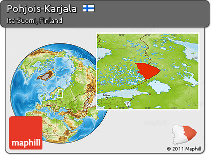 Physical Location Map of Pohjois-Karjala