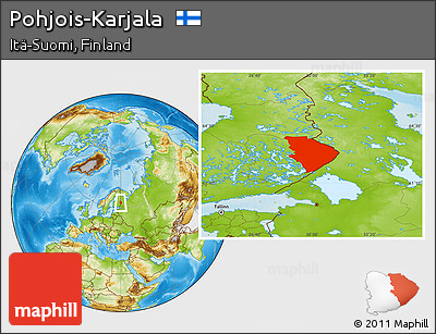 Physical Location Map of Pohjois-Karjala