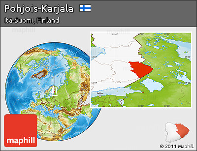 Physical Location Map of Pohjois-Karjala, highlighted country