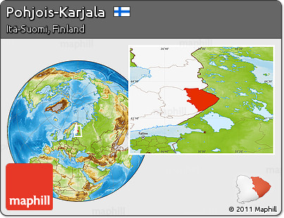 Physical Location Map of Pohjois-Karjala, highlighted country