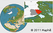 Satellite Location Map of Pohjois-Karjala, highlighted country, highlighted parent region