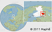 Savanna Style Location Map of Pohjois-Karjala, highlighted country, within the entire country, hill shading