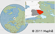 Savanna Style Location Map of Pohjois-Karjala, highlighted country, highlighted parent region, hill shading