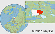 Savanna Style Location Map of Pohjois-Karjala, highlighted parent region