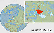 Savanna Style Location Map of Pohjois-Karjala, hill shading