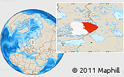 Shaded Relief Location Map of Pohjois-Karjala, highlighted parent region