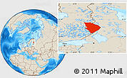 Shaded Relief Location Map of Pohjois-Karjala