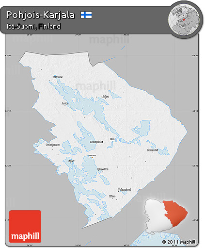 Gray Map of Pohjois-Karjala, single color outside