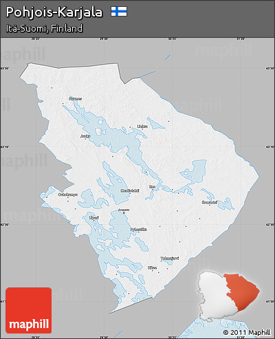 Gray Map of Pohjois-Karjala, single color outside