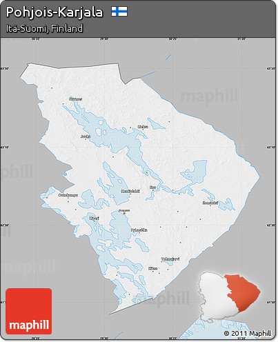 Gray Map of Pohjois-Karjala, single color outside