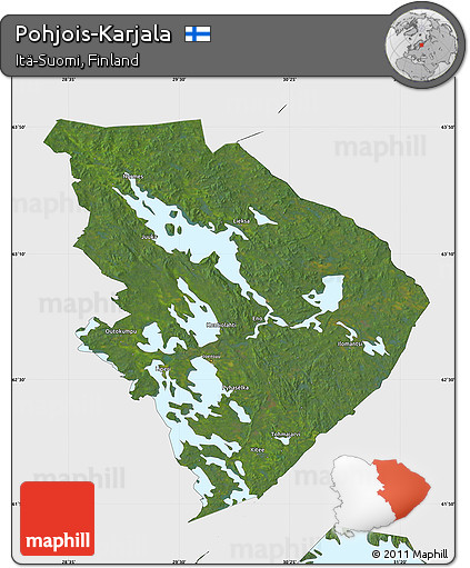 Satellite Map of Pohjois-Karjala, single color outside