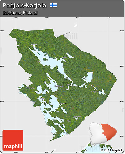 Satellite Map of Pohjois-Karjala, single color outside