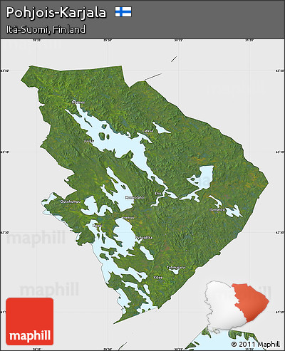 Satellite Map of Pohjois-Karjala, single color outside