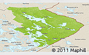 Physical Panoramic Map of Pohjois-Karjala, shaded relief outside
