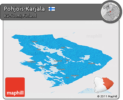 Political Panoramic Map of Pohjois-Karjala, single color outside