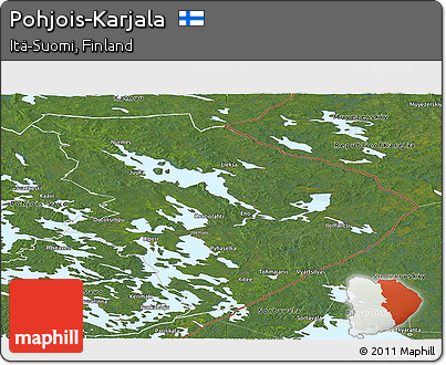 Satellite Panoramic Map of Pohjois-Karjala