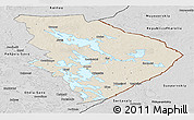 Shaded Relief Panoramic Map of Pohjois-Karjala, desaturated