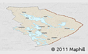 Shaded Relief Panoramic Map of Pohjois-Karjala, lighten, desaturated