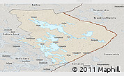 Shaded Relief Panoramic Map of Pohjois-Karjala, semi-desaturated
