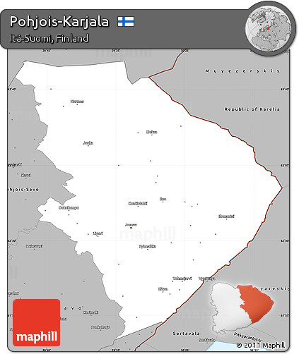 Gray Simple Map of Pohjois-Karjala