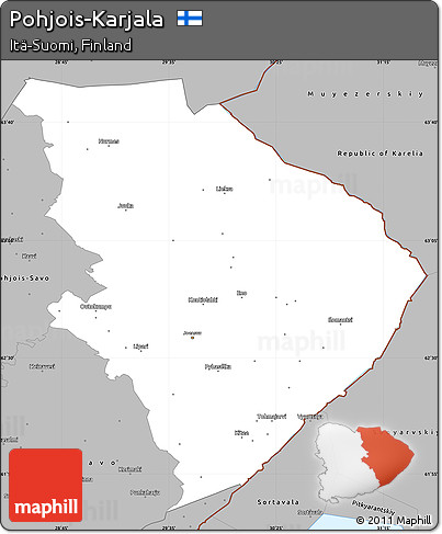 Gray Simple Map of Pohjois-Karjala