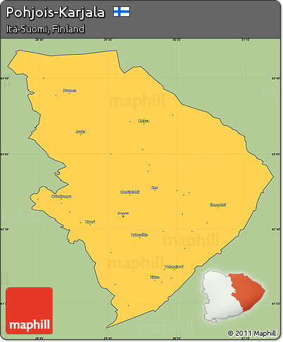 Savanna Style Simple Map of Pohjois-Karjala, cropped outside