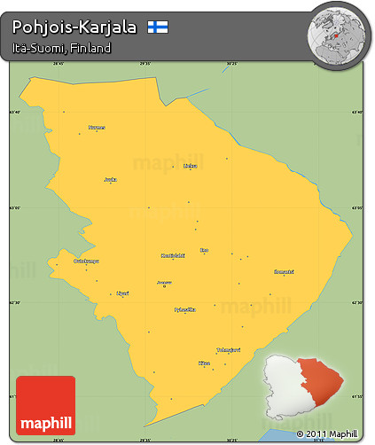 Savanna Style Simple Map of Pohjois-Karjala, single color outside