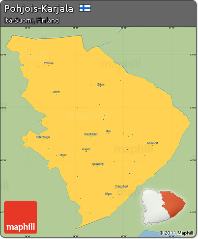 Savanna Style Simple Map of Pohjois-Karjala, single color outside