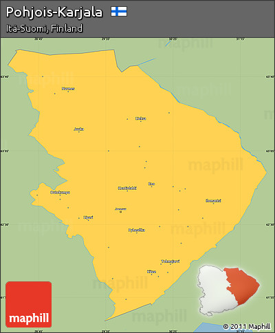 Savanna Style Simple Map of Pohjois-Karjala, single color outside