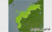 Physical 3D Map of Pohjanmaa, darken