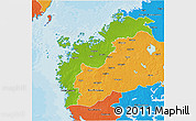 Physical 3D Map of Pohjanmaa, political outside