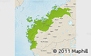 Physical 3D Map of Pohjanmaa, shaded relief outside
