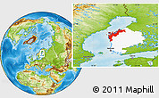 Physical Location Map of Pohjanmaa, highlighted parent region