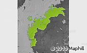 Physical Map of Pohjanmaa, darken, desaturated