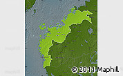 Physical Map of Pohjanmaa, darken