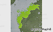 Physical Map of Pohjanmaa, darken, semi-desaturated