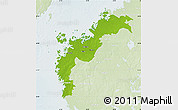 Physical Map of Pohjanmaa, lighten