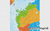 Physical Map of Pohjanmaa, political outside