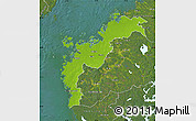 Physical Map of Pohjanmaa, satellite outside